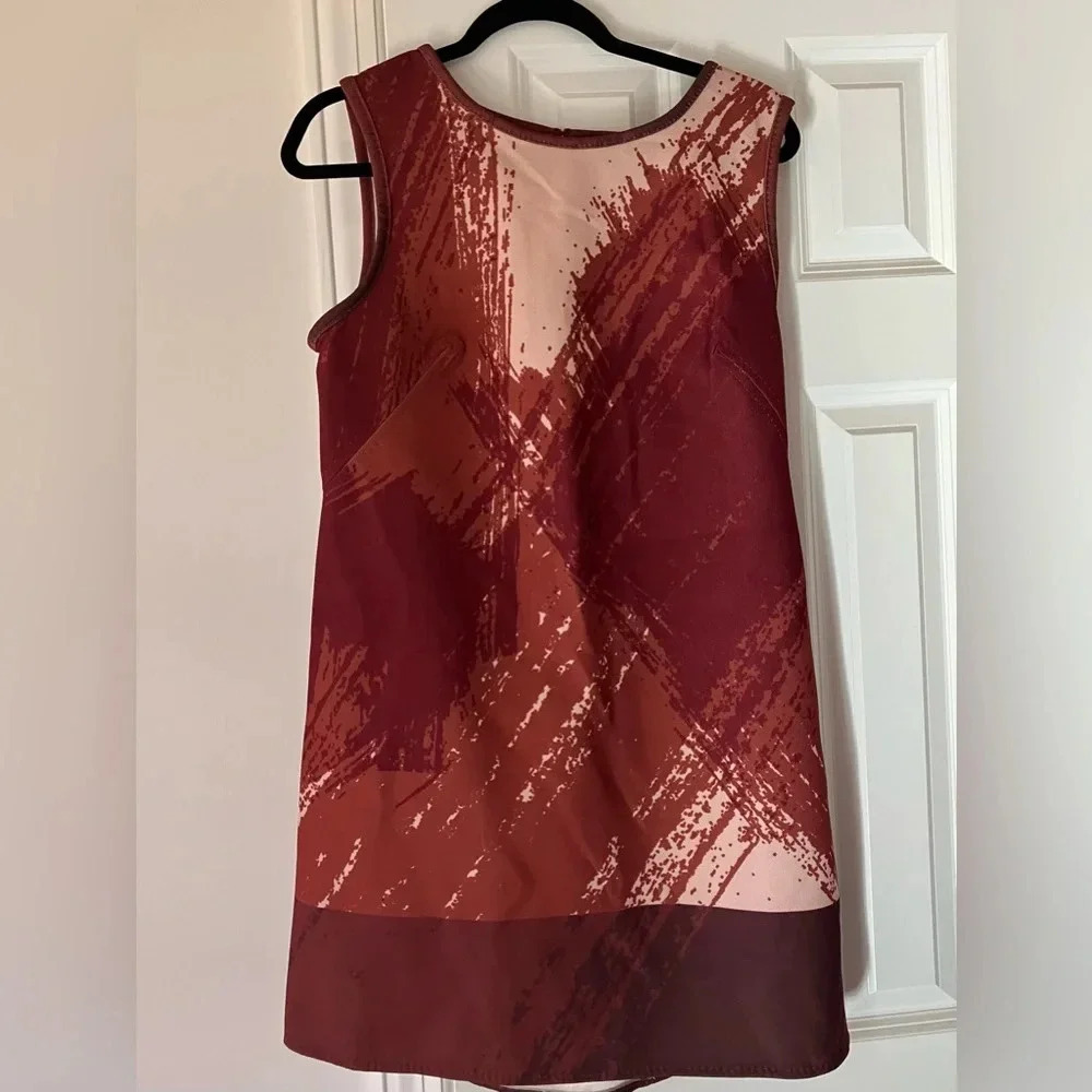 NWT Max Studio Abstract Red & Orange Shift Dress US Size 12